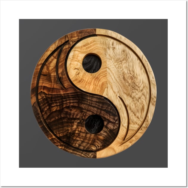 Circular wooden Yin Yang Logo Wall Art by Radibor78